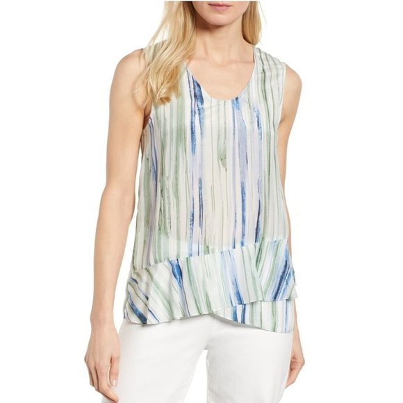 Nic & Zoe Mojito Nights watercolor tank blouse -M - Picture 2 of 7